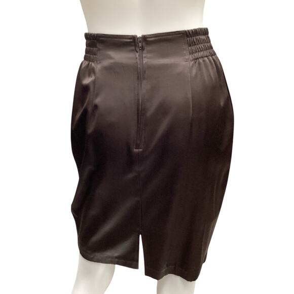 VTG Cache 2 Piece Set Jacket+Skirt Women’s Size 6 Sheer Sleeve Zipper Dark Brown - Picture 8 of 9